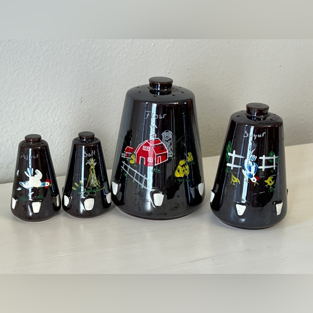 Vintage Flour, Sugar, Salt & Pepper Containers